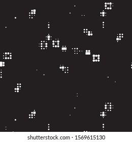 Abstract grunge grid polka dot halftone background pattern. Spotted black and white vector line illustration