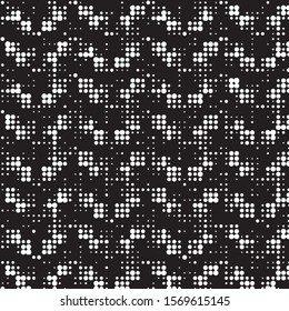 Abstract grunge grid polka dot halftone background pattern. Spotted black and white vector line illustration
