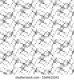 Abstract grunge grid polka dot halftone background pattern. Spotted black and white vector line illustration