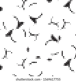 Abstract grunge grid polka dot halftone background pattern. Spotted black and white vector line illustration