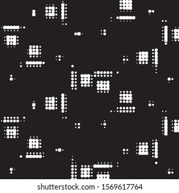 Abstract grunge grid polka dot halftone background pattern. Spotted black and white vector line illustration