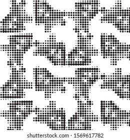 Abstract grunge grid polka dot halftone background pattern. Spotted black and white vector line illustration