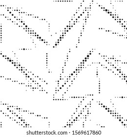 Abstract grunge grid polka dot halftone background pattern. Spotted black and white vector line illustration