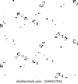 Abstract grunge grid polka dot halftone background pattern. Spotted black and white vector line illustration