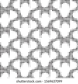 Abstract grunge grid polka dot halftone background pattern. Spotted black and white vector line illustration