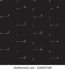 Abstract grunge grid polka dot halftone background pattern. Spotted black and white vector line illustration