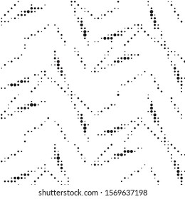 Abstract grunge grid polka dot halftone background pattern. Spotted black and white vector line illustration