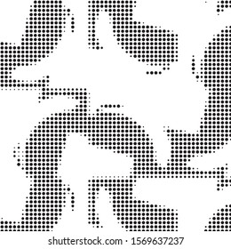 Abstract grunge grid polka dot halftone background pattern. Spotted black and white vector line illustration