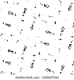 Abstract grunge grid polka dot halftone background pattern. Spotted black and white vector line illustration