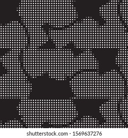 Abstract grunge grid polka dot halftone background pattern. Spotted black and white vector line illustration