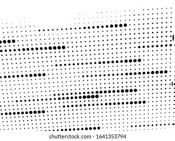 Abstract grunge grid polka dot halftone background pattern. Spotted black and white vector illustration. Matrix.