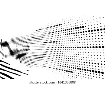Abstract grunge grid polka dot halftone background pattern. Spotted black and white vector illustration. Matrix.