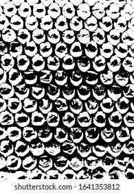 Abstract grunge grid polka dot halftone background pattern. Spotted black and white vector illustration. Matrix.