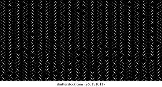 Abstract grunge grid polka dot halftone background pattern. Spotted black and white line illustration.