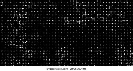 Abstract grunge grid polka dot halftone background pattern. Spotted black and white line illustration.