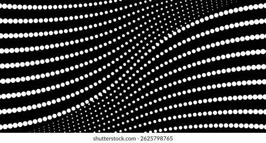 Abstractas patrón de fondo de semitono de lunares de la rejilla del grunge. Ilustración de línea blanca y negra manchada.