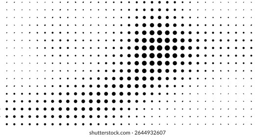 Abstract grunge grid polka dot halftone background pattern. Spotted black and white vector line illustration