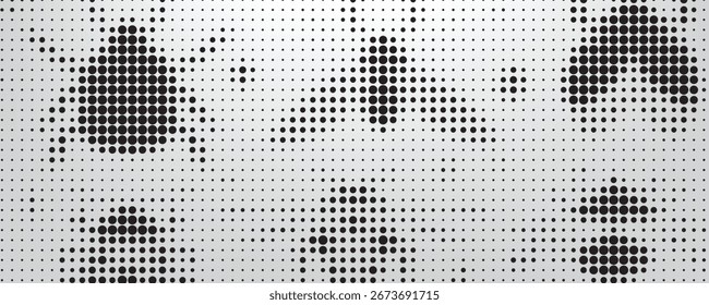 Abstractas patrón de fondo de semitono de lunares de la rejilla del grunge. Ilustración de línea de Vector blanco y negro manchado
