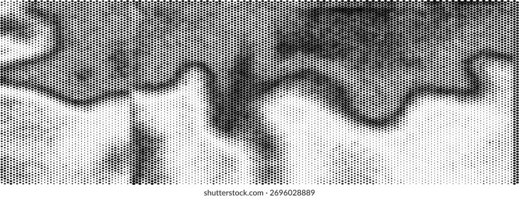 Abstract grunge grid polka dot background pattern. Spotted black and white vector line illustration 