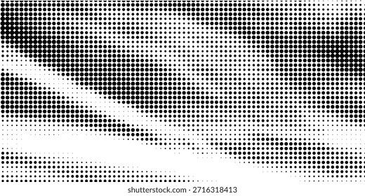 Abstractas patrón de fondo de semitono de lunares de la rejilla del grunge. Ilustración de línea de Vector blanco y negro manchado
