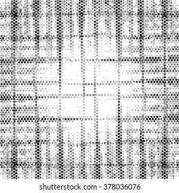 Abstract grunge grid polka dot background pattern. Spotted halftone line vector illustration
