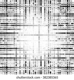 Abstract grunge grid polka dot background pattern. Spotted halftone line vector illustration