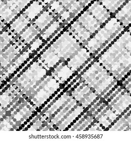 Abstract grunge grid polka dot background pattern. Spotted halftone line vector illustration