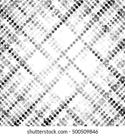 Abstract grunge grid polka dot background pattern. Spotted halftone line vector illustration