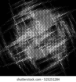 Abstract grunge grid polka dot background pattern. Spotted halftone line vector illustration