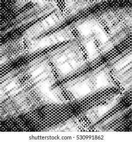 Abstract grunge grid polka dot background pattern. Spotted halftone line illustration