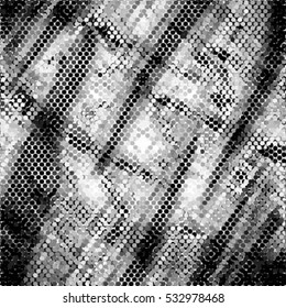 Abstract grunge grid polka dot background pattern. Spotted halftone line vector illustration