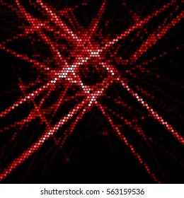 Abstract grunge grid polka dot vector background pattern. Spotted halftone red line illustration