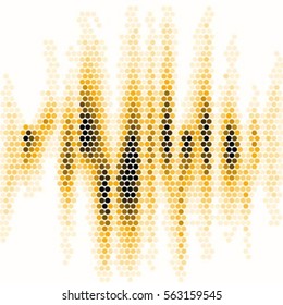 Abstract grunge grid polka dot vector background pattern. Spotted halftone yellow line illustration