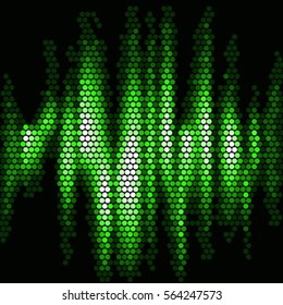 Abstract grunge grid polka dot vector background pattern. Spotted halftone green line illustration