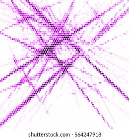 Abstract grunge grid polka dot vector background pattern. Spotted halftone purple line illustration