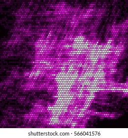 Abstract grunge grid polka dot vector background pattern. Spotted halftone purple line illustration