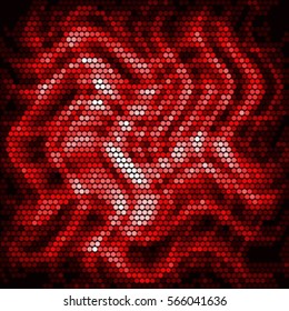 Abstract grunge grid polka dot vector background pattern. Spotted halftone red line illustration