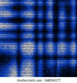 Abstract grunge grid polka dot vector background pattern. Spotted halftone blue line illustration