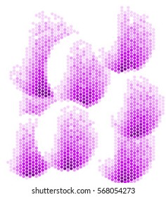 Abstract grunge grid polka dot vector background pattern. Spotted halftone purple line illustration