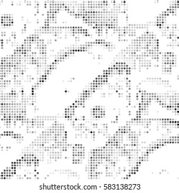 Abstract grunge grid polka dot background pattern. Spotted halftone vector line illustration