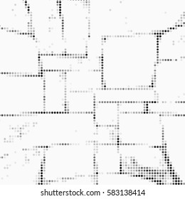 Abstract grunge grid polka dot background pattern. Spotted halftone vector line illustration