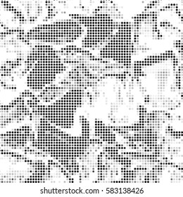 Abstract grunge grid polka dot background pattern. Spotted halftone vector line illustration