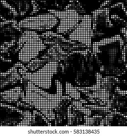 Abstract grunge grid polka dot background pattern. Spotted halftone vector line illustration