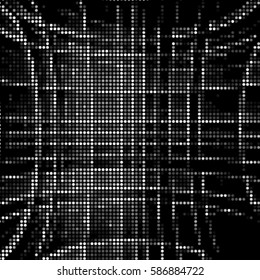 Abstract grunge grid polka dot background pattern. Spotted halftone vector line illustration