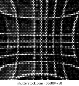 Abstract grunge grid polka dot background pattern. Spotted halftone vector line illustration