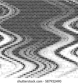 Abstract grunge grid polka dot background pattern. Spotted halftone vector line wave illustration