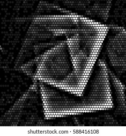 Abstract grunge grid polka dot background pattern. Spotted halftone vector cubism line illustration