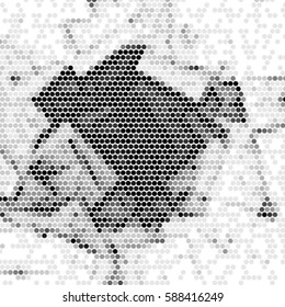 Abstract grunge grid polka dot background pattern. Spotted halftone vector cubism line illustration