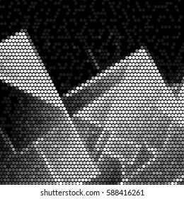Abstract grunge grid polka dot background pattern. Spotted halftone vector cubism line illustration