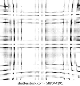 Abstract grunge grid polka dot background pattern. Spotted halftone vector line grid illustration